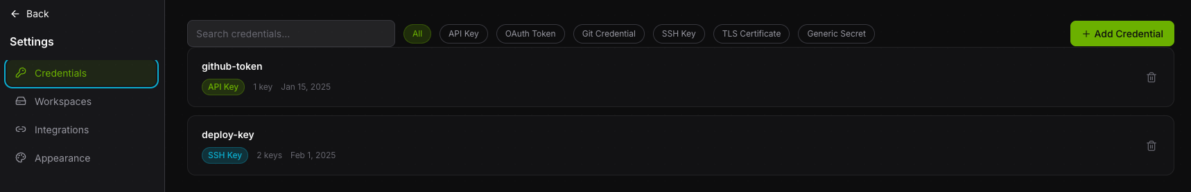 Credentials management